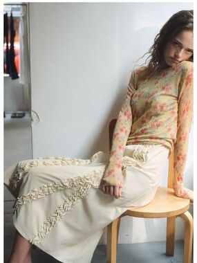 Zara - butter yellow Floral Long Sleeve Top